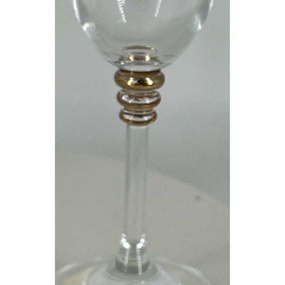 2 Elegant CRYSTAL Champagne Flute w/ 3 Gold Ring on Stem, Beautiful Boho Crystal - Picture 4 of 7